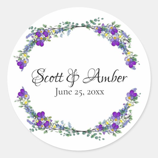 Sticker Rond Aquarelle violette Lavender Eucalyptus (Devant)