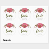 Sticker Rond Aquarelle violette Mariage Floral (Feuille)