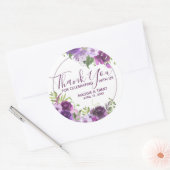 Sticker Rond Aquarelle violette Merci Floral (Enveloppe)