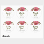 Sticker Rond Aquarelle violette Merci Floral (Feuille)