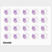 Sticker Rond Aquarelle violette moderne Baby shower floral fill (Feuille)