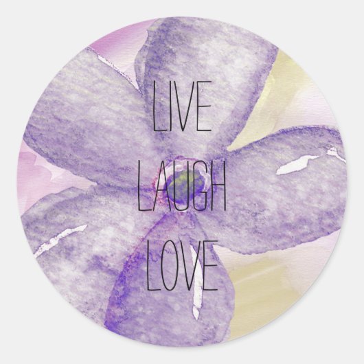 Sticker Rond Aquarelle violette or fleur de rêve (Devant)