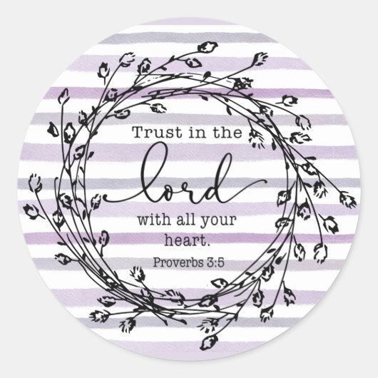 Sticker Rond Aquarelle violette rayures confiance dans le Seign (Devant)