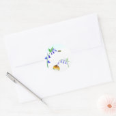 Sticker Rond Aquarelle Virginia Bluebells Avec Papillon (Enveloppe)