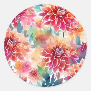 Sticker Rond Aquarelle vive Dahlia