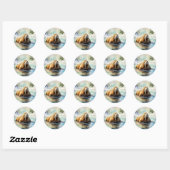 Sticker Rond Aquarelle Walrus Arctic (Feuille)