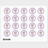 Sticker Rond Aquarelle Whimsical Girl Pilot Teddy Bear (Feuille)