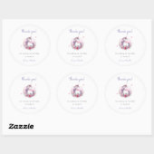 Sticker Rond Aquarelle Whimsical Unicorn Merci violet (Feuille)
