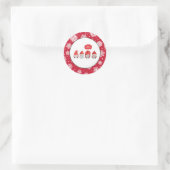 Sticker Rond Aquarelle Whimsy : Gnome Santas Joyeux Noël (Sac)