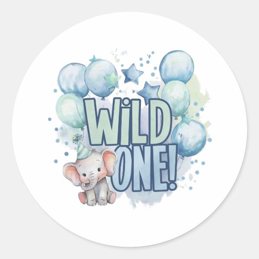 Sticker Rond Aquarelle Wild One 1er anniversaire (Devant)