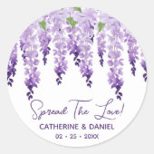 Sticker Rond Aquarelle Wisteria Mariage Étaler Le Script d'amou (Devant)