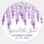 Sticker Rond Aquarelle Wisteria Mariage Étaler Le Script d'amou (Devant)
