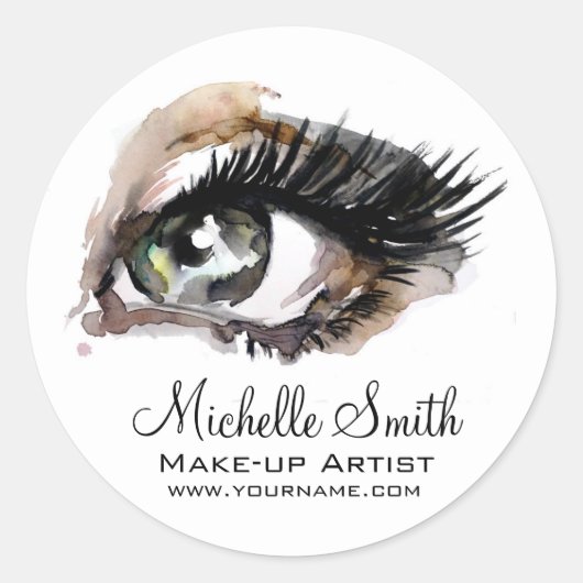 Sticker Rond Aquarelle yeux de foudre extension maquillage marq (Devant)