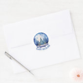 Sticker Rond Aquarelles Blue Snow Globe Cercle (Enveloppe)