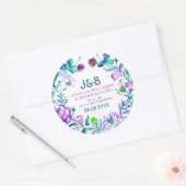 Sticker Rond Aquarelles colorées Courbe fleurie (Enveloppe)