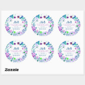 Sticker Rond Aquarelles colorées Courbe fleurie (Feuille)