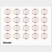 Sticker Rond Aquarelles Fleurs Pastel Wreath (Feuille)