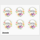 Sticker Rond Aquarelles Fleurs Wreath-La Typographie De Mariée (Feuille)