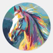 Sticker Rond Aquarelles Illustration de la tête de cheval (Devant)