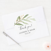 Sticker Rond Aquarelles vertes or vert feuilles faveur (Enveloppe)