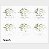Sticker Rond Aquarelles vertes or vert feuilles faveur (Feuille)
