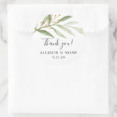 Sticker Rond Aquarelles vertes or vert feuilles faveur (Sac)