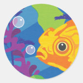 Sticker Rond Aquarium du poisson d'or amusant (Devant)