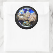 Sticker Rond Aquarium Poissons tropicaux et coraux (Sac)