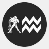Sticker Rond Aquarius avec symbole (Devant)