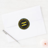 STICKER ROND AQUARIUS /GOLD ZODIAC BIJOU D'ANNIVERSAIRE (Enveloppe)