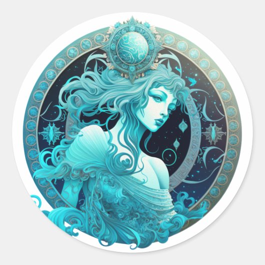 Sticker Rond Aquarius Zodiac Graphic (Devant)