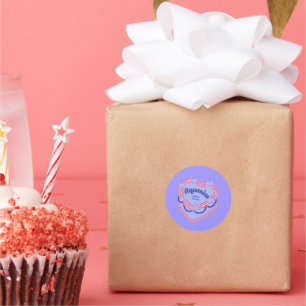 Sticker Rond Aquarius Zodiac Pastel Coeur Gâteau d'anniversaire