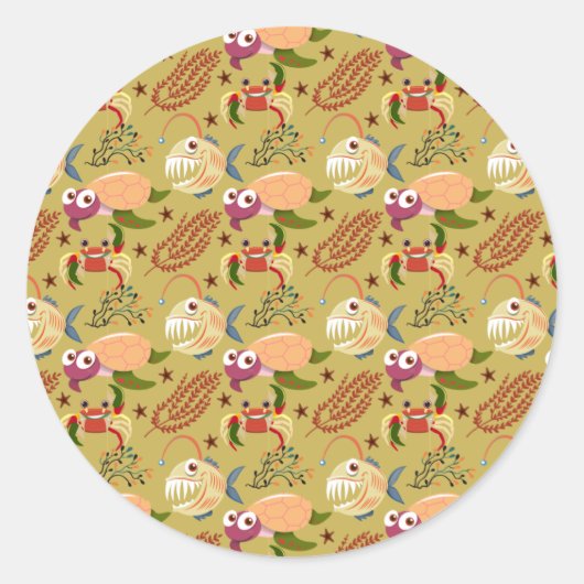 Sticker Rond Aquatic animals | ocean underwater life (Devant)