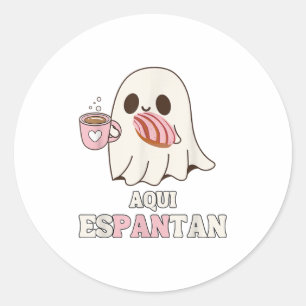 Sticker Rond Aqui Espantan - Drôle espagnol Halloween mexicain 