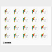 Sticker Rond Ara multicolore Merci (Feuille)