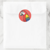 Sticker Rond Ara perroquet oiseau Macaw cartoon écarlate (Sac)