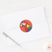Sticker Rond Ara perroquet oiseau Macaw cartoon écarlate (Enveloppe)