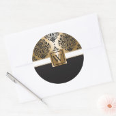 Sticker Rond Arabes noirs et d'or (Enveloppe)