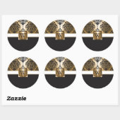 Sticker Rond Arabes noirs et d'or (Feuille)