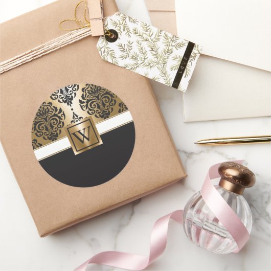 Sticker Rond Arabes noirs et d'or (Cadeaux)