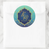 Sticker Rond Arabian Nights Bollywood Monogram Mariage Étiquett (Sac)