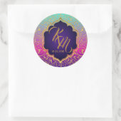 Sticker Rond Arabian Nights Bollywood Monogram Mariage Étiquett (Sac)