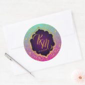 Sticker Rond Arabian Nights Bollywood Monogram Mariage Étiquett (Enveloppe)