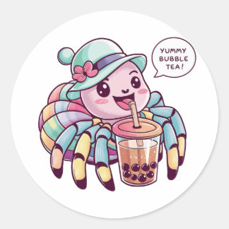 Sticker Rond Araignée de dessin adorable : Cosy, Kawaii Vibes