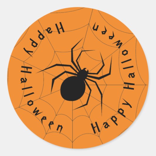 Sticker Rond Araignée de veuve noire Joyeux Halloween (Devant)