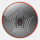 Sticker Rond Araignée noire d'Halloween sur une ronde Web (Devant)