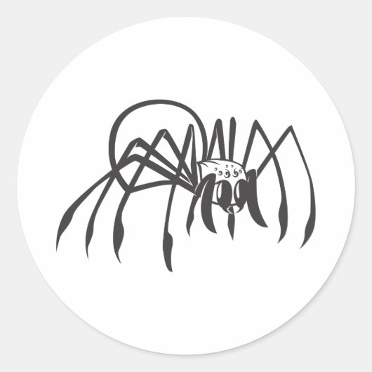 Sticker Rond Araignée noire en noir et blanc (Devant)