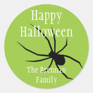 Sticker Rond Araignée noire verte halloween marque cadeau perso