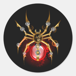 Sticker Rond Araignée steampunk sur fond noir