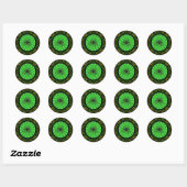 Sticker Rond Araignée verte Jaune Web et Araignée noire Hallowe (Feuille)